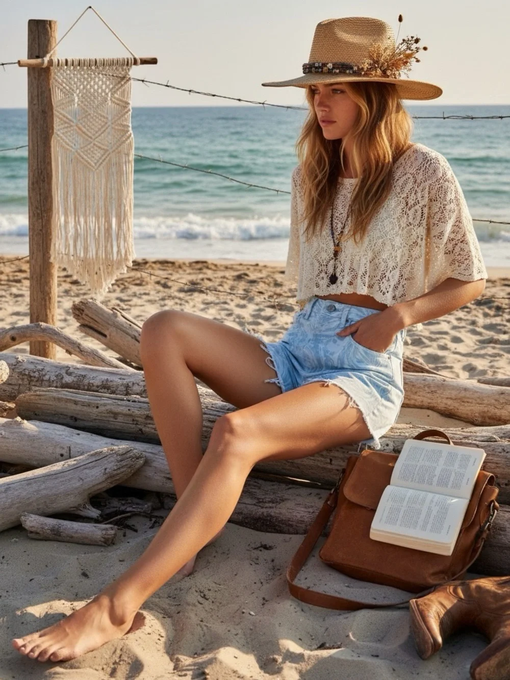 Boho Zara High Waist Marble Swirl Button Fly Jean Shorts Women's 6 Pastel Beach